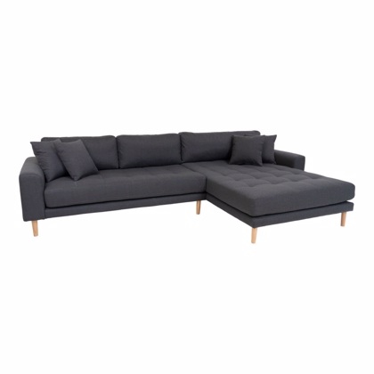Lido sofa | Chaiselong sofa m. mørkegråt stof | Højrevendt